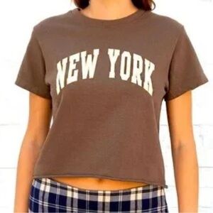 John Galt Brandy Melville “New York” Brown Cropped